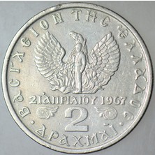 Banknoting Yunanistan 2 Drahmi 1971.