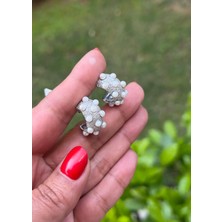 Defne Silver Inci Taşlı Halka Küpe