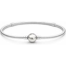 Defne Silver Taşsız Yuvarlak Kilitli Charm Takılan Bileklik