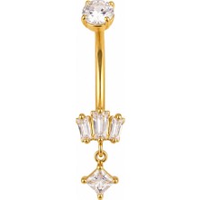 Defne Silver Cerrahi Çelik Üçtaş Göbek Piercing