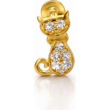 Defne Silver Gümüş Kedi Piercing
