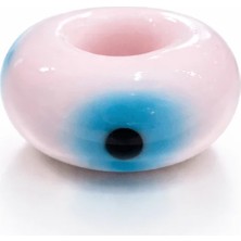 Defne Silver Pembe Gözlü Silindir Murano Cam Charm