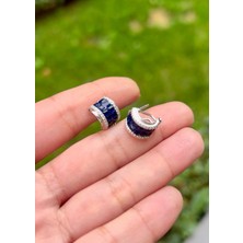 Defne Silver Lumera Lacivet Taşlı Küpe