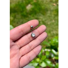 Defne Silver Cerrahi Çelik Tektaş Göbek Piercing