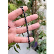 Defne Silver Siyah Suyolu Bileklik 3 mm 21 cm