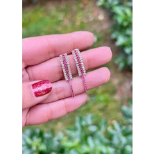 Defne Silver Pembe Suyolu Küpe