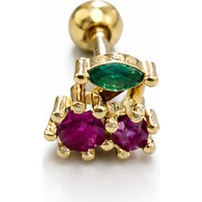 Defne Silver Gümüş Renkli Taşlı Piercing