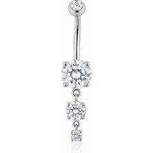 Defne Silver Titanyum Tektaş Sallantılı Göbek Piercing