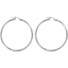 Defne Silver Silindir 6 cm Halka Küpe