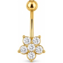 Defne Silver Cerrahi Çelik Çiçek Göbek Piercing