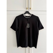Massimo Dutti Siyah Renk Düz Basic Kısa Kollu Tişört