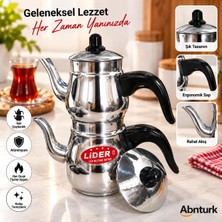 Abnturk Alüminyum Sıfır (0) Numara ÇAYDANLIK-400ML+700ML Kapasiteli Çaydanlık Takımı