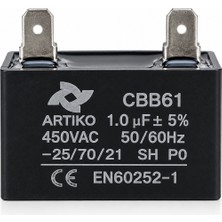 Belirtilmemiş CBB61 1.0 Μf 450V Kare Kondansatör 2 Uçlu Fan Motor Kondansatörü