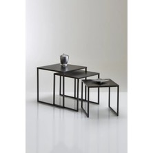 Eyzo Home Dekoratif 3'lü Set Metal Zigon Sehpa
