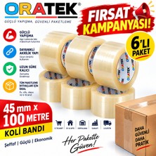 Oratek 45X100 Metre 6 Lı Paket Koli Bandı Şeffaf Güçlü Yapışkanlı Bilgisayar Aksesuar Paketleme Koli Bandı