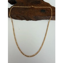 Rupen Kraft Üst Segment Salaş Gold Renk Figaro Çelik Zincir Kolye 55 cm Kolye Erkek Çelik Zincir Kolye