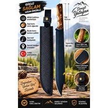 Denizli Yatağan 4034 Çelik Ceviz Saplı 42 cm Karbon Çelik Kamp ve Outdoor Bıçağı Kılıflı Yerli Üretim