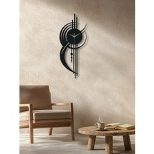 Geometrik Çizgi Temalı Daire Metal Duvar Saati Siyah KAF1351 21 x 50 | Enova Art