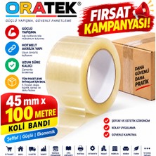 Oratek 45X100 Metre Gerçek Metrajlı Koli Bandı Şeffaf Güçlü Yapışkanlı Taşınma Ev Taşıma Koli Paketleme Bandı