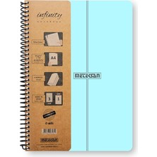 Infinity Pastel Serisi, A4, 7 Konulu (5 Kareli, 2 Çizgili) 210 Yaprak Pp Kapaklı Spiralli Defter, Mavi