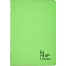 Pruva A4 Pet Spiralli Karton Kapaklı Defter 144 Yaprak - Çizgili - Yeşil