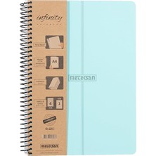 Infinity Pastel Serisi, A4, 5 Konulu (4 Kareli, 1 Çizgili) 150 Yaprak Pp Kapaklı Spiralli Defter, Mavi