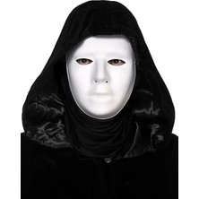 Esranın Dünyası Siyah Kapüşonlu 120 cm Pelerin ve Beyaz Boyanabilir Tam Yüz Maske
