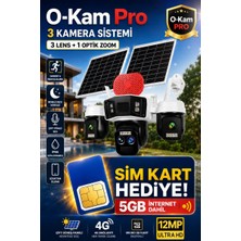 O-Kam 4075 12MP 10X Zoom 4 Lens 3 Ekran Ultrahd 4g Solar Akıllı Güvenlik Kamerası (5gb 1AY Internet)