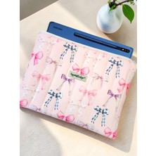 Ayza Stüdyo Ayza Pembe iPad Tablet Çantası 10-12 Inç Uyumlu Renkli Kurdele Desenli Şık ve Dayanıklı Tasarım