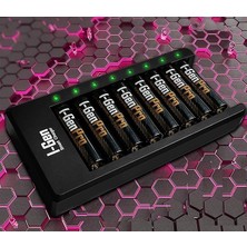 G829 8'li Pil Şarj Aleti + 8 Adet Aa Pro 2950 Mah Şarj Edilebilir Aa Şarjlı Kalem Pilli Set 1.2V Ni-Mh