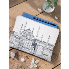 Ayza Stüdyo Istanbul Silüeti Çizgisel Desenli iPad Tablet Çantası, 10-12 Inç Uyumlu
