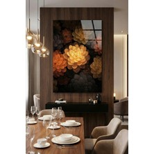 Mgi Design Kırılmaz Cam Tablo   (Kalın) - Ev Işyeri Duvar Dekorasyonu - Soyut Çiçek Tasarımlar (Dikey) - Botanik Floral Zarif Pastel Salon Yatak Odası Temperli Uv Baskılı Hediyelik