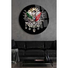 Mgi Design Osmanlı Tuğrası Yuvarlak Cam Tablo | Modern Sanat Tablosu | Solmayan Canlı Renkler | Mutfak ve Yemek Alanı | Anlamlı Hediye Seçeneği