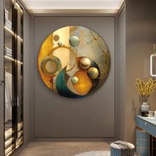Mgi Design Soyur Geometrik Desen Yuvarlak Cam Tablo | Dekoratif Duvar Tablosu | Canlı Renkli Baskı | Mutfak ve Yemek Alanı | Doğum Günü Hediyesi