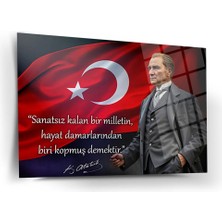 Mgi Design Atatürk Cam Tablo | Sanatsal Duvar Dekoru | Solmayan Canlı Renkler | Mutfak ve Yemek Alanı | Sevdiklerinize Hediyelik | Dayanıklı Cam Yapı