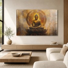 Mgi Design Altın Buddha Cam Tablo | Dekoratif Duvar Tablosu | Uv Baskılı Canlı Renkler | Yatak Odası ve Antre | Doğum Günü Hediyesi | 4mm Kırılmaz Cam