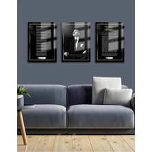 Mgi Design Atatürk 3'lü Atatürk Istiklal Marşı Gençliğe Cam Tablo | Sanatsal Duvar Dekoru | Canlı Renkli Baskı | Mutfak ve Yemek Alanı | Sevdiklerinize Hediyelik