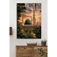 Mgi Design Mescid I Nebevi Yeşil Kubbe Islami Cam Tablo | Sanatsal Duvar Dekoru | Uv Baskılı Canlı Renkler | Ev ve Iş Yeri | Sevdiklerinize Hediyelik
