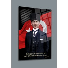 Mgi Design Atatürk Cam Tablo | Sanatsal Duvar Dekoru | Solmayan Canlı Renkler | Mutfak ve Yemek Alanı | Sevdiklerinize Hediyelik | Dayanıklı Cam Yapı