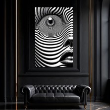 Mgi Design Op Art Temalı Kadın Portre Cam Tablo, Ünlü Ressam Klasik Sanat Temperli Cam Duvar Tablosu, Uv Baskılı Salon Ofis Duvar Dekoru, Modern Sanatsal Dekoratif Hediyelik