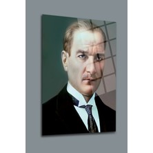 Mgi Design Atatürk Cam Tablo | Sanatsal Duvar Dekoru | Solmayan Canlı Renkler | Mutfak ve Yemek Alanı | Sevdiklerinize Hediyelik | Dayanıklı Cam Yapı