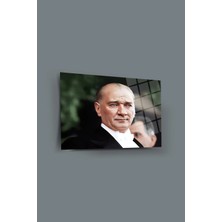 Mgi Design Atatürk Cam Tablo | Sanatsal Duvar Dekoru | Solmayan Canlı Renkler | Mutfak ve Yemek Alanı | Sevdiklerinize Hediyelik | Dayanıklı Cam Yapı