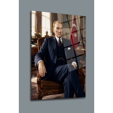 Mgi Design Atatürk Cam Tablo | Sanatsal Duvar Dekoru | Solmayan Canlı Renkler | Mutfak ve Yemek Alanı | Sevdiklerinize Hediyelik | Dayanıklı Cam Yapı