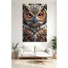 Mgi Design Modern Dekoratif Lüks Işlemeli Gold Baykuş Modern 4mm Cam Tablo Dekoratif Duvar Tablosu Modern Salon Duvar Dekoru Oturma Odası Yatak Odası Tablosu 4mm Temperli Cam Tablo Şık Premium Kalite Uv Baskı