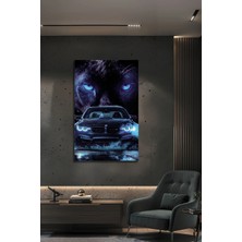 Mgi Design Lüks Araba Kara Panter Temalı Modern Hız Güç Temalı Dekoratif Cam Tablo | Otomobil Temalı Dekoratif Duvar Tablosu, Ofis, Garaj ve Genç Odası Dekoru,