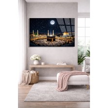 Mgi Design Ay Işığında Kâbe ve Mescitler Cam Tablo | Dekoratif Duvar Tablosu | Canlı Renkli Baskı | Ofis ve Çalışma Odası | Doğum Günü Hediyesi