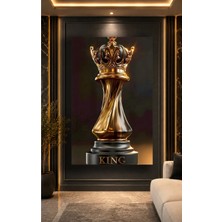Mgi Design Kral Satranç Taşı Altın Taçlı Kral Cam Tablo | Modern Duvar Dekoru | Parlak ve Net Görüntü | Yatak Odası ve Antre | Yeni Ev Hediyesi | Ev ve Iş Yeri