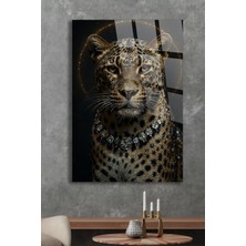 Mgi Design Kolyeli Leopar Hayvan Cam Tablo | Modern Sanat Tablosu | Canlı Renkli Baskı | Salon ve Oturma Odası | Anlamlı Hediye Seçeneği | Kolay Montaj Askılı
