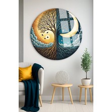 Mgi Design Gece ve Gündüz Yuvarlak Cam Tablo | Modern Duvar Dekoru | Parlak ve Net Görüntü | Kafe ve Ofis Için | Yeni Ev Hediyesi | 4mm Kırılmaz Cam