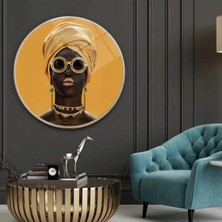 Mgi Design Afrikalı Kadın Görkemli Yuvarlak Cam Tablo | Dekoratif Duvar Tablosu | Uv Baskılı Canlı Renkler | Kafe ve Ofis Için | Doğum Günü Hediyesi
